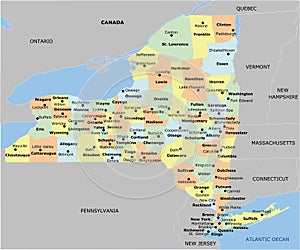 New York County Map with 62 counties