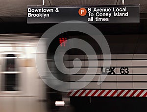 New York Express Train MTA Subway Arriving City Terminal