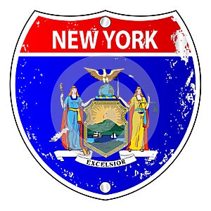 New York Flag Icons As Interstate Sign