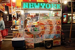 New York Food Cart at Night