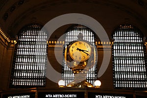 New York - The Grand Central Terminal Clock with flag