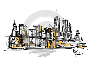 New York hand drawn view