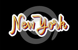 New York hand lettering 3d isometric effect with rainbow patterns