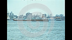 New York Hudson river cargo ship in 1970s