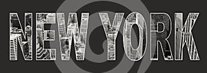 New York inside text on black background