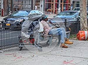 Homeless man in Midtown Manhattan