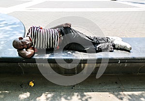 Homeless man in Midtown Manhattan