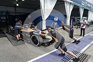 Portuguese professional racing driver Antonio Felix Da Costa of DS TECHEETAH Team Formula E car 13 at pit line during 2021 E-Prix