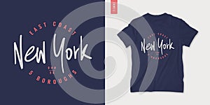 New York letter graphic mens t-shirt design, print, vector illustration photo