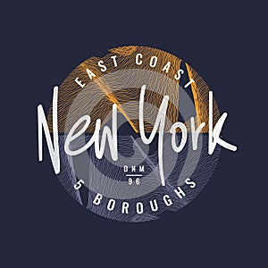 New York letter graphic mens t-shirt design, print, vector illustration