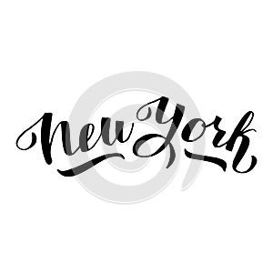 New York logo design. Trendy lettering text font. Print for card, t-shirt, mug, souvenir. Vector