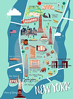 New York Manhattan Illustration Map photo