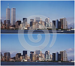 New York Manhattan skyline - Before and after 9/11