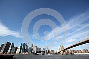 New York Manhattan skyscrapers and Brooklyn bridge