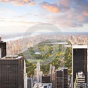 New york manhattan at sunset - central park view