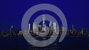 New York Manhattan time laps at dusk. Manhattan New York Cityscape NYC. Timelapse Sunset in New York Lower Manhattan