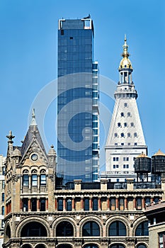 New York. Manhattan. United States. Different architectures downtown