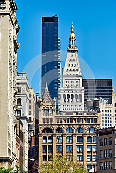 New York. Manhattan. United States. Different architectures downtown