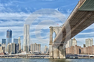 New York Manhattan view with brooklyn bridge