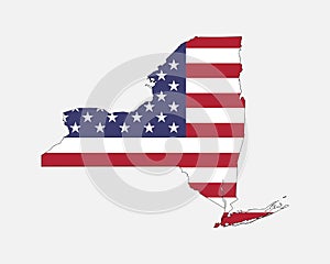 New York Map on American Flag. NY, USA State Map on US Flag. EPS Vector Graphic Clipart Icon