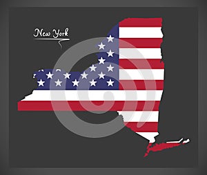 New York map with American national flag illustration