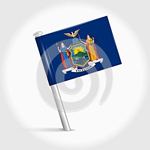 New York map pin flag. 3D realistic vector illustration