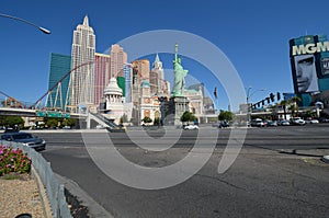 New York-New York Hotel & Casino, metropolitan area, landmark, city, road