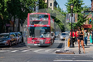 Red double decker New York City Hop on Hop off tour bus