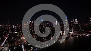 New York night aerial hyperlapse 4k