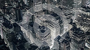 New York night Panorama view Timelapse Roofs of the buildings