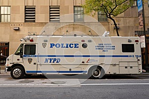 NYPD mobile command post in midtown Manhattan