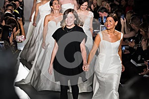 Margo Lafontaine and models  walk the runway  finale during the Amsale Bridal Spring 2020 fashion collection