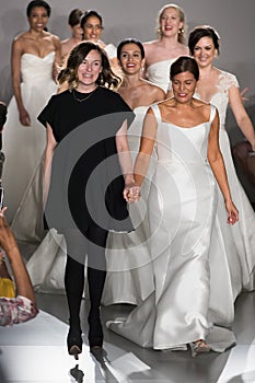 Margo Lafontaine and models  walk the runway  finale during the Amsale Bridal Spring 2020 fashion collection