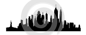 New York NY city buildings silhouette skyline