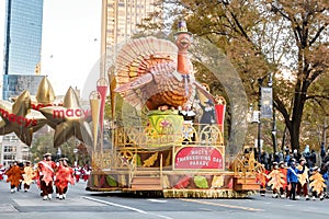 New York, NY - November 22, 2018: 92nd Annual Macy`s Thanksgiving Day Parade on the streets of Manhattan in frigid weather