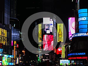 NEW YORK, NY, USA - MAR 7, 2011: Night scene at Time Square in New York