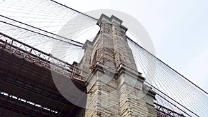 New York, NY, USA. Views of the Brooklyn bridge from the historic and trendy Dumbo neighborhood. Wonderful summer day