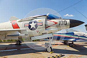 View of military airplanes on the deck of the USS Intrepid Sea, Air Space Museum.