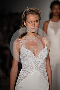 Models walk the runway finale for Blush by Hayley Paige Bridal show Fall/Winter 2018 Collection