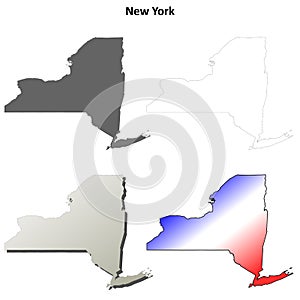 New York outline map set