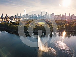 New York panorama from Central park, aerial view