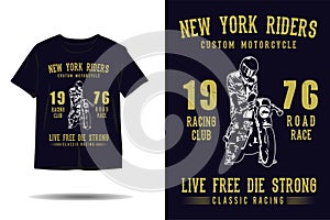 New york riders custom motorcycle classic racing silhouette t shirt design