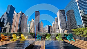 New York - A rooftop with the city skyline view and modern skyscrapers