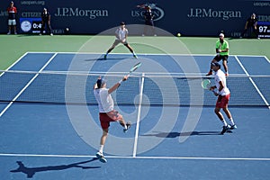 Grand Slam champions Mike and Bob Bryan of United states in action during US Open 2017 round 3 men`s doubles match