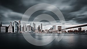 New york skyline and brooklyn bridge