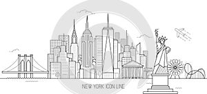 New York skyline line art style