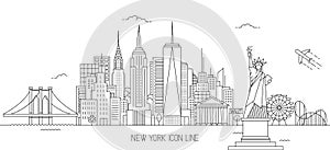 New York skyline line art style