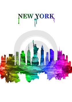 New York skyline Portrait Rainbow