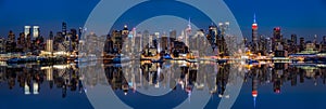 New York skyline reflected in Hudson River