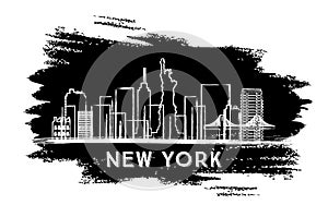 New York Skyline Silhouette. Hand Drawn Sketch.